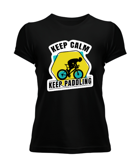 Tisho - Pedal Çevirmeye Devam - Keep Padoling Siyah Kadın Tişört