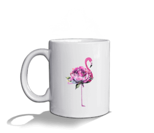 Pembe flamingo Beyaz Kupa Bardak - Thumbnail
