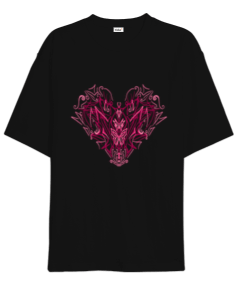 Pembe kalp Oversize Unisex Tişört - Tisho