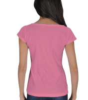 Pembe Renkli Fare resimli kadın tişört Kadın Açık Yaka - Thumbnail