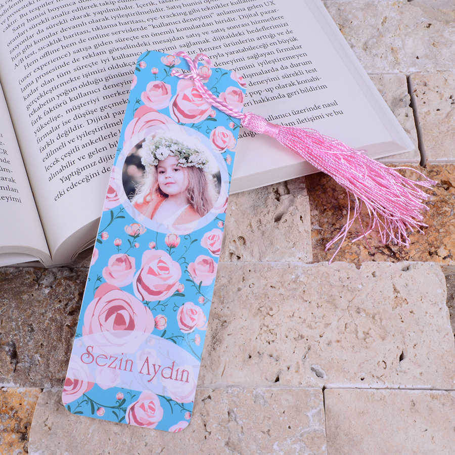Tisho - Pembe ve Mavi Tasarımlı Kitap Ayracı