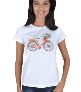 Tisho - Pembe Vintage Bisiklet Kadın Tişört