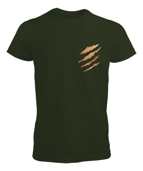 Tisho - Pençe Yırtığı - Kesik Haki Yeşili Erkek Tişört