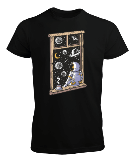 Tisho - Penceresinden Galaksiyi İzleyen Astronot Erkek Tişört