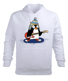 PENGUEN BASKILI Erkek Kapüşonlu Hoodie Sweatshirt - Tisho