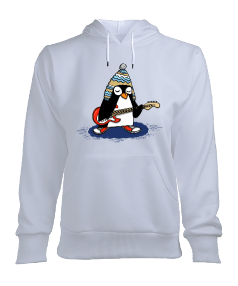 Tisho - Penguen Baskılı Kadın Kapşonlu Sweatshirt Kadın Kapşonlu Hoodie Sweatshirt