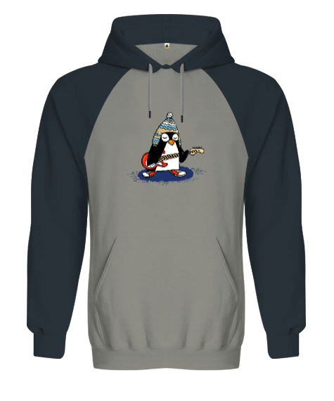 Tisho - Penguen Baskılı Orjinal Reglan Hoodie Unisex Sweatshirt