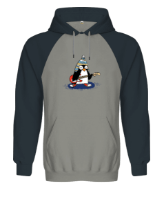Penguen Baskılı Orjinal Reglan Hoodie Unisex Sweatshirt - Tisho