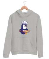Penguen Gri Unisex Kapşonlu Sweatshirt - Tisho