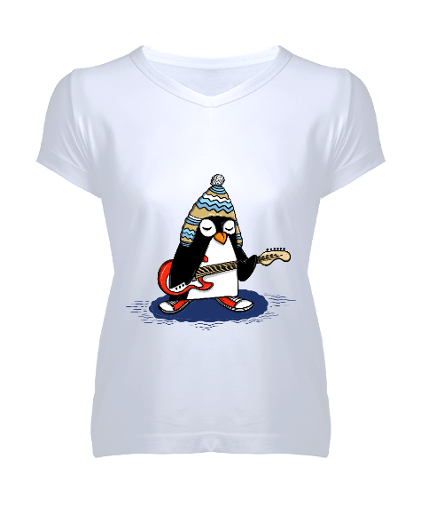 Tisho - penguen kadın v yaka tshirt Kadın V Yaka Tişört