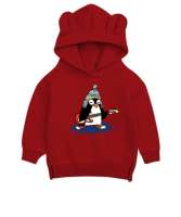 Penguen Kırmızı Unisex Çocuk Ayı Hoodie Kapşonlu - Tisho
