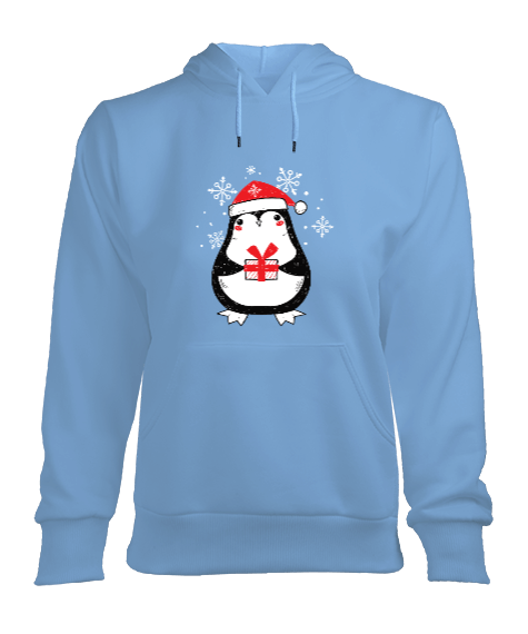 Tisho - Penguen Kış Temalı Kadın Kapşonlu Hoodie Sweatshirt