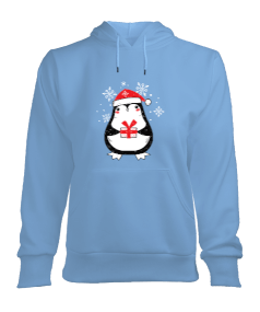 Penguen Kış Temalı Kadın Kapşonlu Hoodie Sweatshirt - Tisho