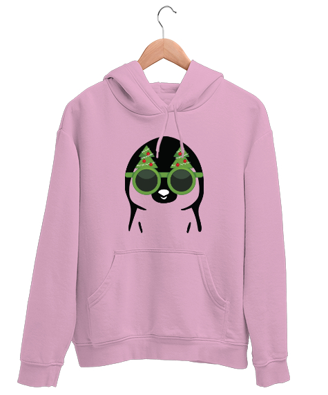 Tisho - Penguen Pembe Unisex Kapşonlu Sweatshirt