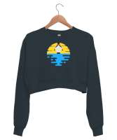 Penguen - Pinguin - Güneş ve Deniz Füme Kadın Crop Sweatshirt - Tisho