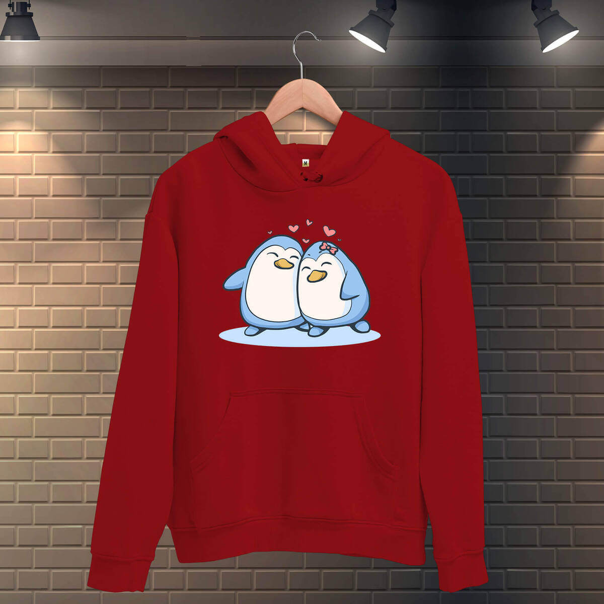 Tisho - Penguen Sevgili Erkek Kapüşonlu Sweatshirt