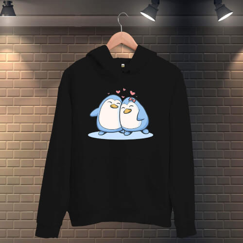 Penguen Sevgili Kadın Kapüşonlu Sweatshirt - Thumbnail