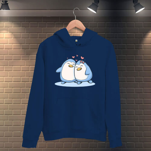 Penguen Sevgili Kadın Kapüşonlu Sweatshirt - Thumbnail