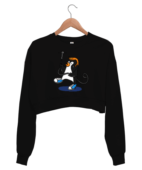 Tisho - Penguen Temalı Kadın Crop Sweatshirt