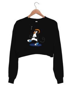 Penguen Temalı Kadın Crop Sweatshirt - Tisho