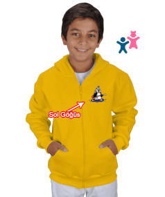 Penguenli Çocuk Kapüşonlu Hoodie Fermuarlı - Tisho