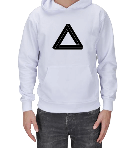 Tisho - Penrose Üçgeni Baskılı Kapüşonlu Hoodie Sweatshirt Erkek Kapşonlu