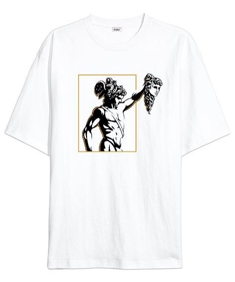 Tisho - Perseus - Heykel Beyaz Oversize Unisex Tişört