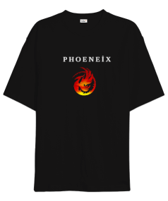 Phoeneix Çin Ejderha Baskılı Oversize Unisex Tişört - Tisho