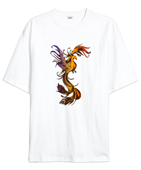 Tisho - Phoenix - Ateş Kuşu Beyaz Oversize Unisex Tişört