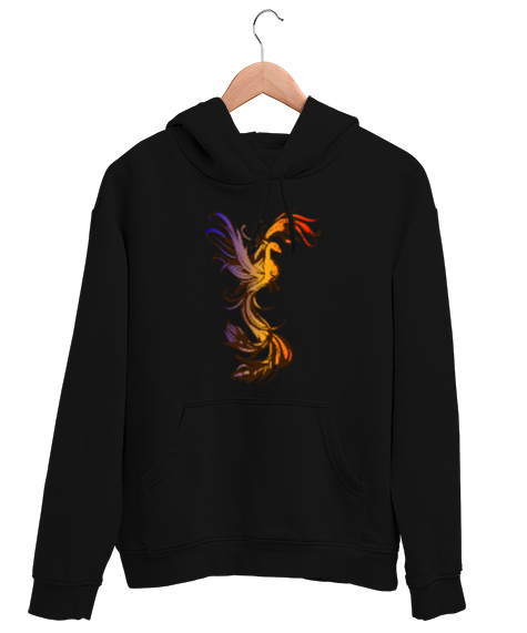 Tisho - Phoenix - Ateş Kuşu Siyah Unisex Kapşonlu Sweatshirt