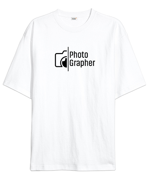 Tisho - Photographer - Fotoğrafçı Beyaz Oversize Unisex Tişört
