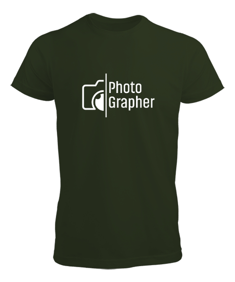 Tisho - Photographer - Fotoğrafçı Haki Yeşili Erkek Tişört