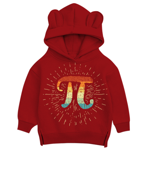 Tisho - Pi Day Kırmızı Unisex Çocuk Ayı Hoodie Kapşonlu