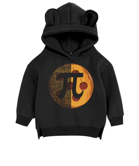 Tisho - Pi Day Siyah Unisex Çocuk Ayı Hoodie Kapşonlu