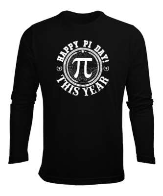 Pi Günü Sembolü Siyah Erkek Uzun Kol Yazlık Tişört - Tisho