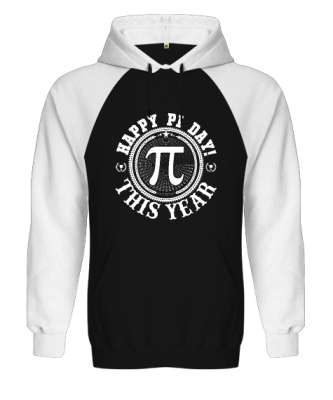 Pi Günü Sembolü Siyah/Beyaz Orjinal Reglan Hoodie Unisex Sweatshirt - Tisho
