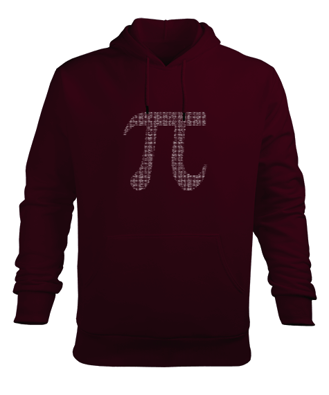 Tisho - Pi Sayısı Desenli Matematik Bordo Erkek Kapüşonlu Hoodie Sweatshirt