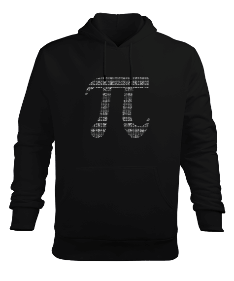 Tisho - Pi Sayısı Desenli Matematik Siyah Erkek Kapüşonlu Hoodie Sweatshirt