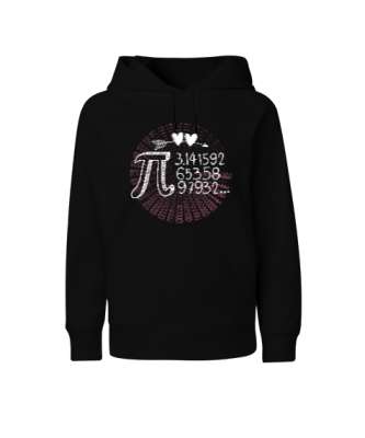 Pi Sayısı Günü Kalpli Siyah Çocuk Unisex Hoodie Kapüşonlu - Tisho