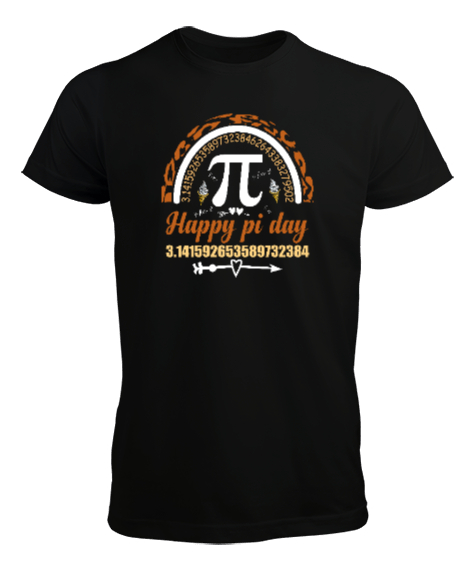 Tisho - Pi Sayısı Happy Pi Day Siyah Erkek Tişört