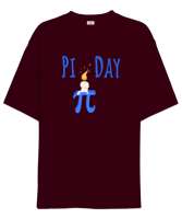 Pi Sayısı - Sembol - Pi Günü v2 Bordo Oversize Unisex Tişört - Tisho