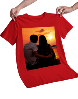 Kişiye Özel Fotoğraf Baskılı Unisex Tişört Kendin Tasarla Baskılı Tişört Kırmızı - Tisho