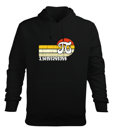 Tisho - Pi Sembolü Siyah Erkek Kapüşonlu Hoodie Sweatshirt