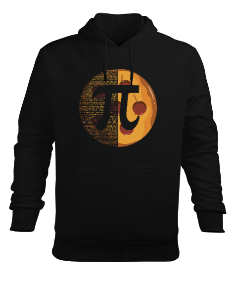 Tisho - Pi Siyah Erkek Kapüşonlu Hoodie Sweatshirt