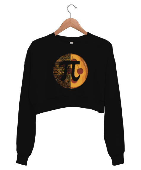 Tisho - Pi Siyah Kadın Crop Sweatshirt