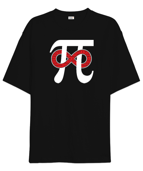 Tisho - Pi ve Sonsuzluk Siyah Oversize Unisex Tişört