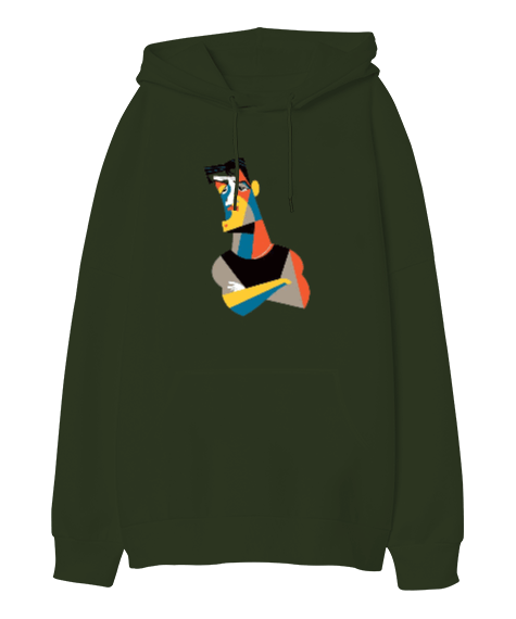 Tisho - Picasso Görsel Baskılı Oversize Unisex Kapüşonlu Sweatshirt