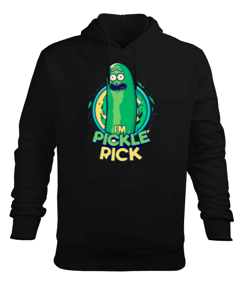 Tisho - Pickle Rick Tasarım Baskılı Erkek Kapüşonlu Hoodie Sweatshirt
