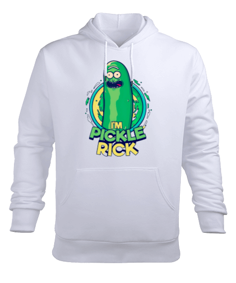 Tisho - Pickle Rick Tasarım Baskılı Erkek Kapüşonlu Hoodie Sweatshirt