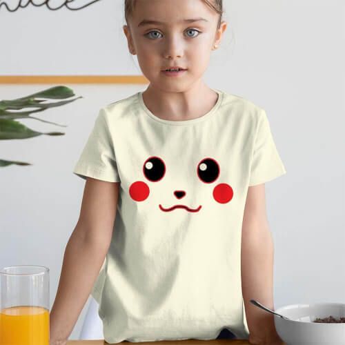 Pikachu Kız Çocuk Kısa Kol Tişört - Tekli Kombin - Thumbnail